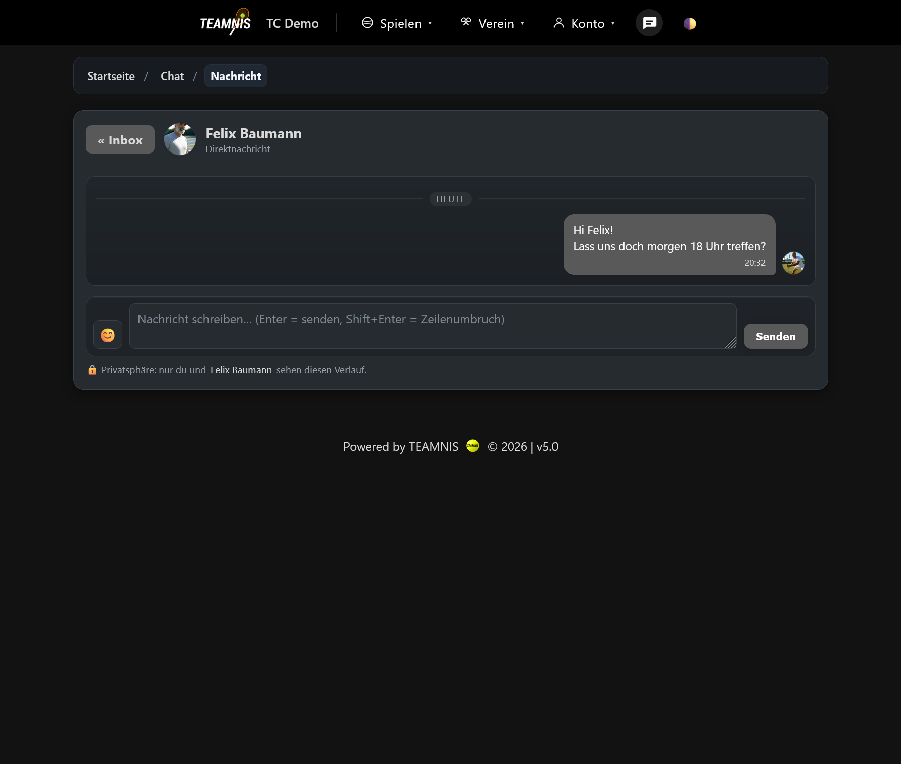 Mitglieder‑Chat – Dark Ansicht