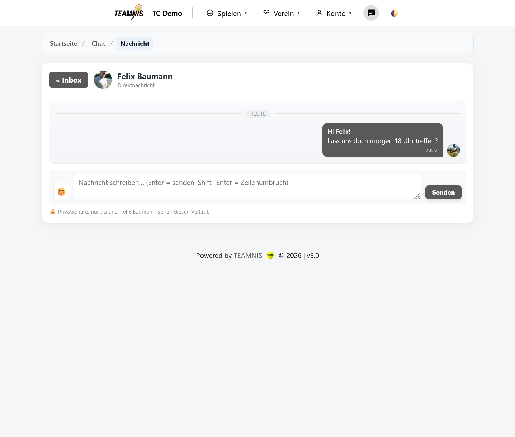 Mitglieder‑Chat – Light Ansicht